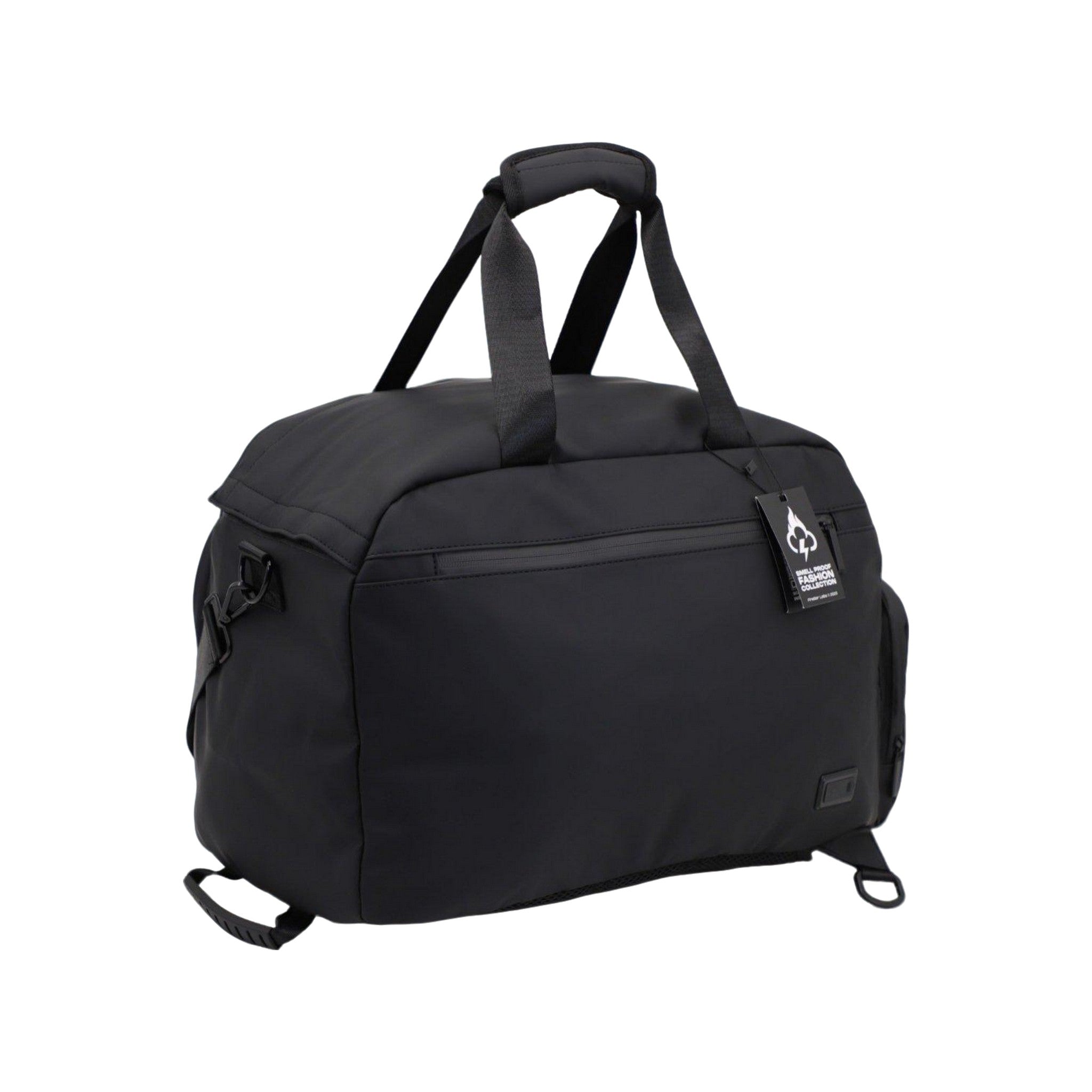 FireBar Labs Smell Proof Executive Hybrid Duffle Bag Backpack w/USB-C Fast Charge Port - Hidden Lock - Phantom Black
