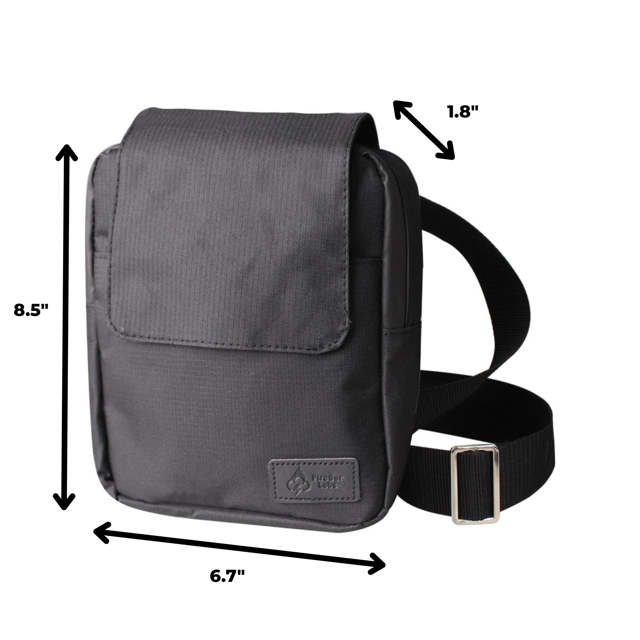 FireBar Labs Smell Proof Messenger Bag - Lockable - Smell Proof Fashion - FireBar Labs - Stealth Black Ripstop
