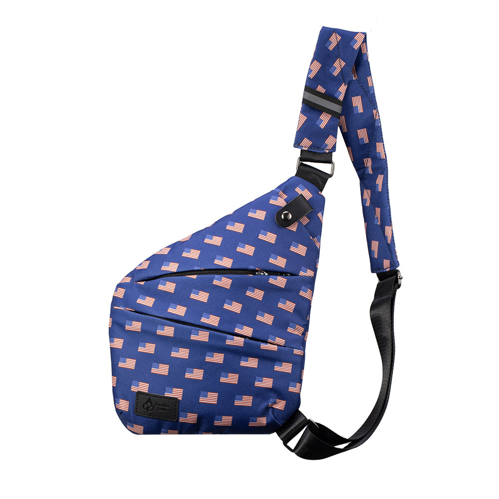 FireBar Labs Essential Crossbody Bag in American Flag — smell proof crossbody bag with hidden lock