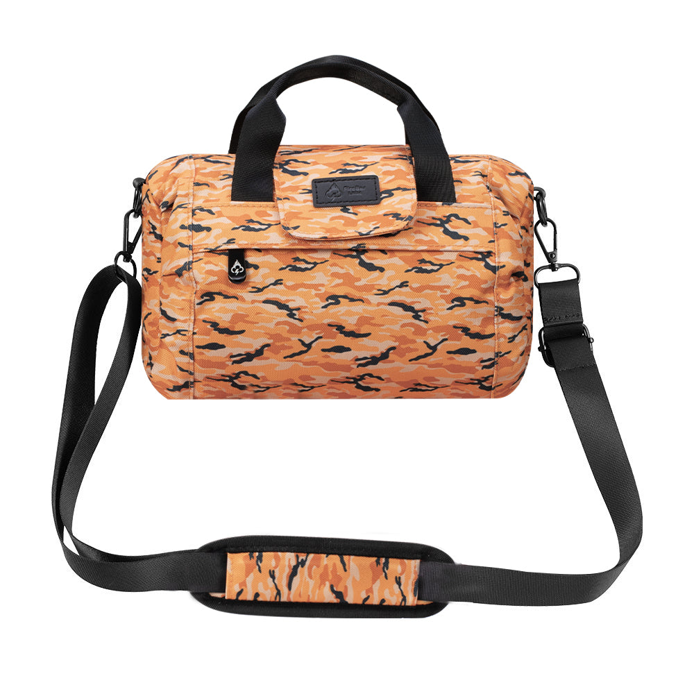 FireBar Labs Essential Mini Duffle Bag in Orange Camo — smell proof mini duffle bag with hidden lock